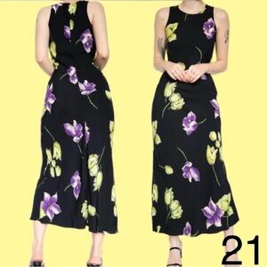 Jones New York Black Maxi Dress with Purple Floral Design